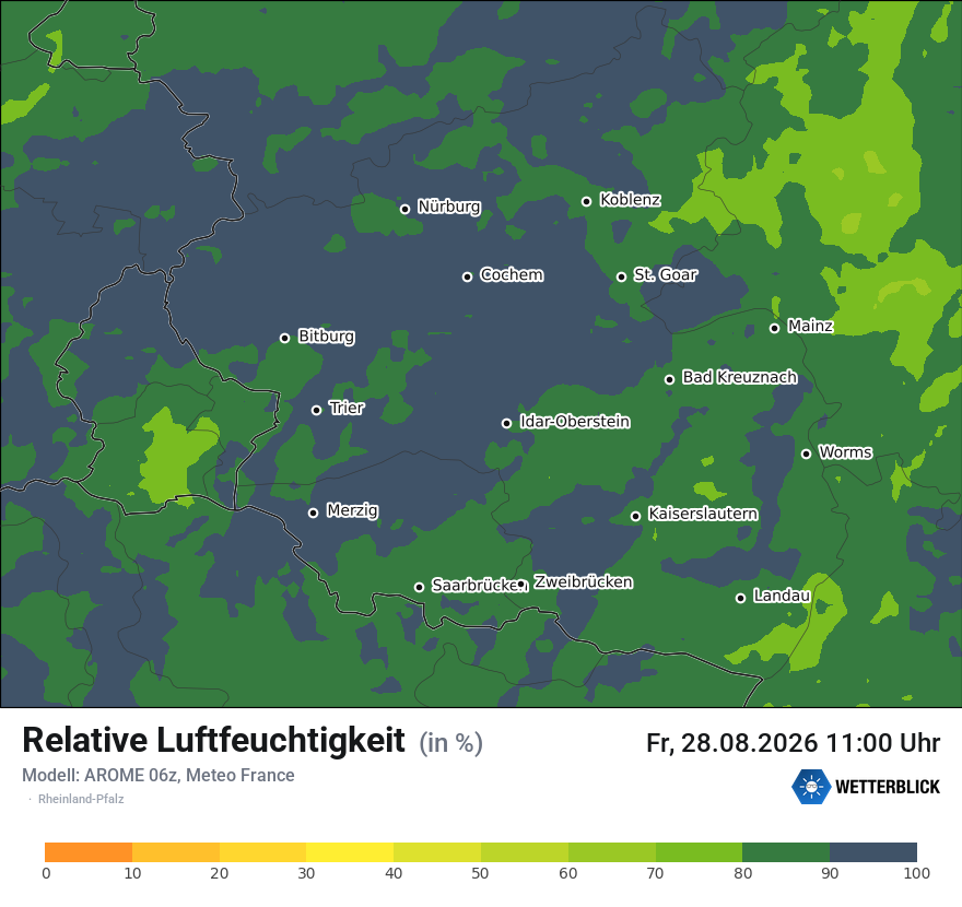 Modellkarte AROME – relhum – rp