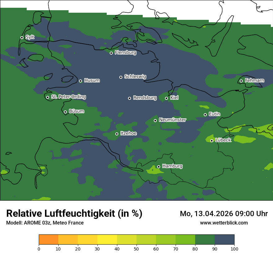 Modellkarte AROME – relhum – sh