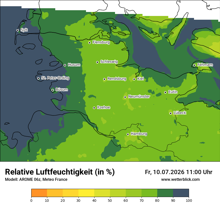 Modellkarte AROME – relhum – sh