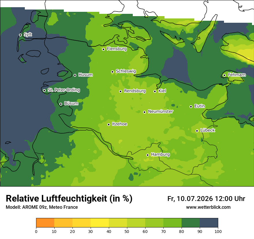 Modellkarte AROME – relhum – sh