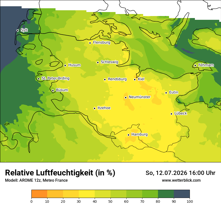 Modellkarte AROME – relhum – sh