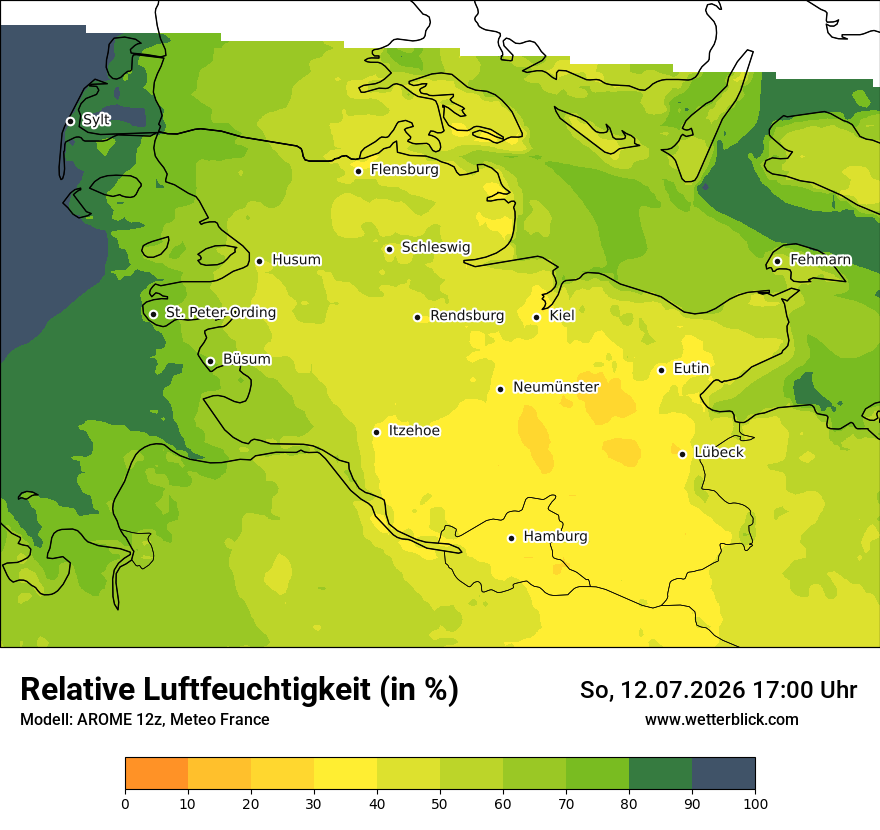 Modellkarte AROME – relhum – sh