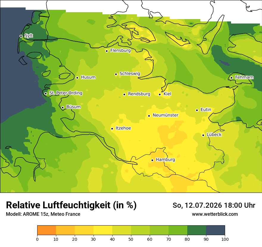Modellkarte AROME – relhum – sh