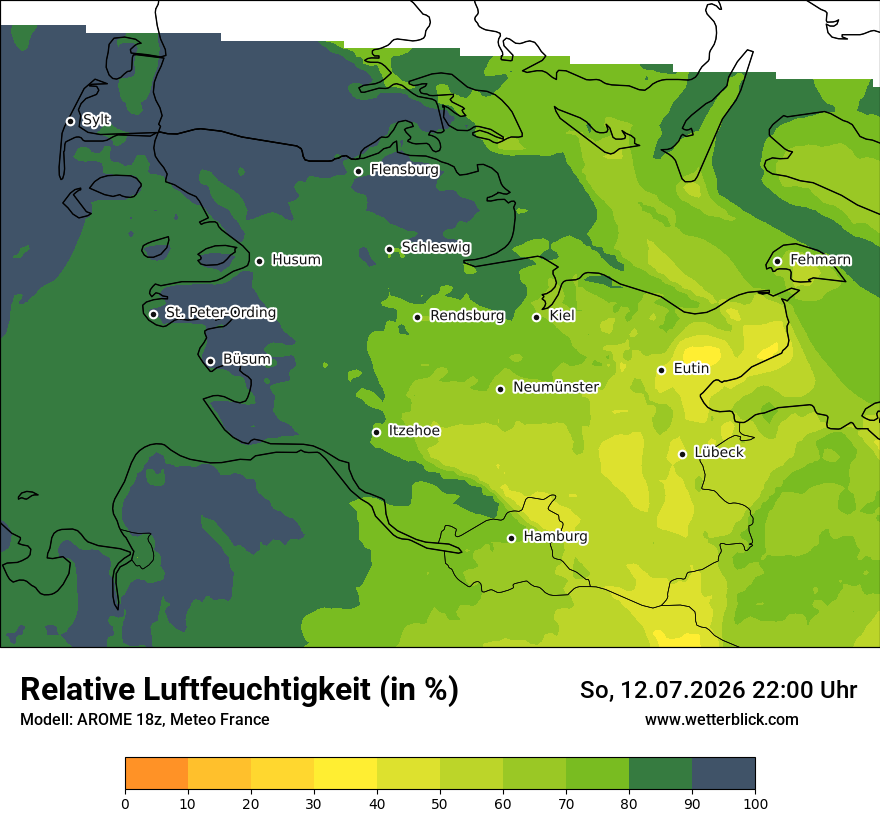 Modellkarte AROME – relhum – sh