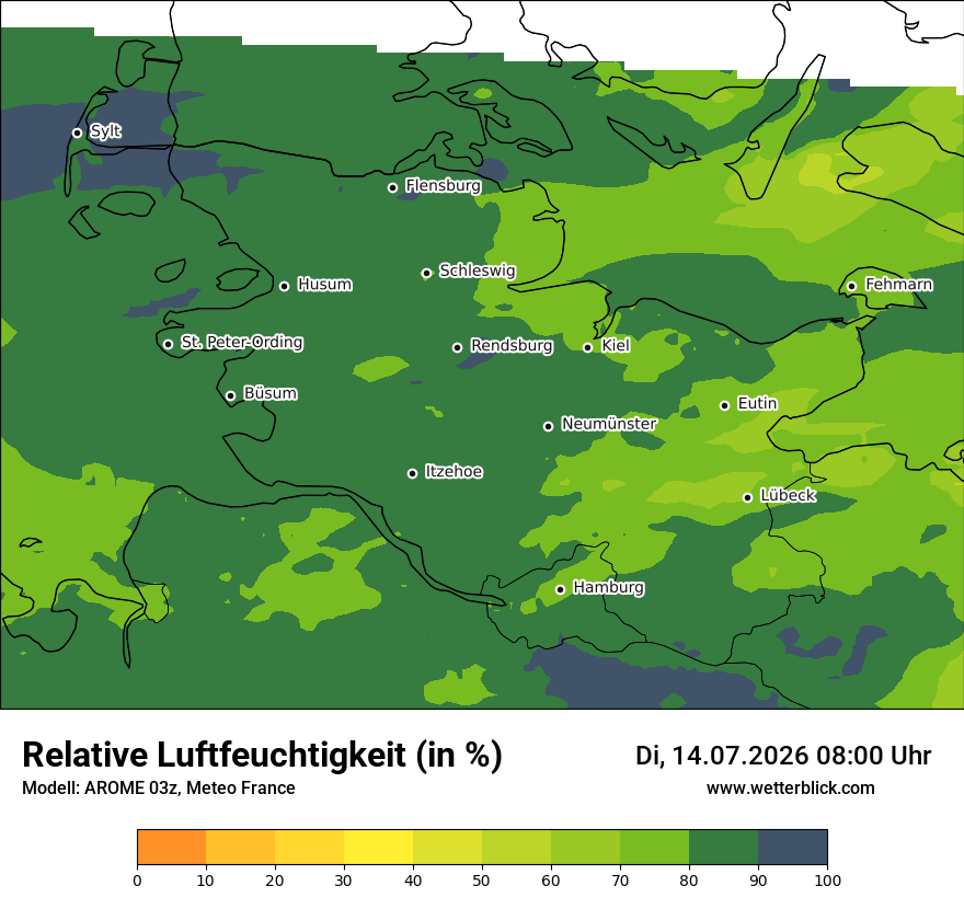 Modellkarte AROME – relhum – sh