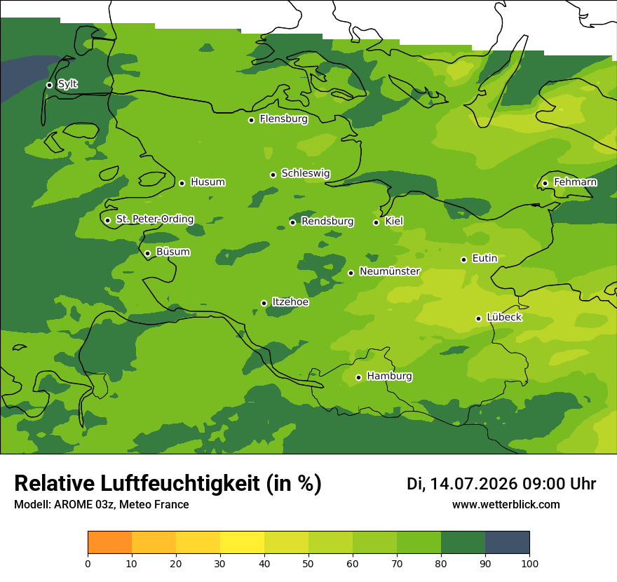 Modellkarte AROME – relhum – sh