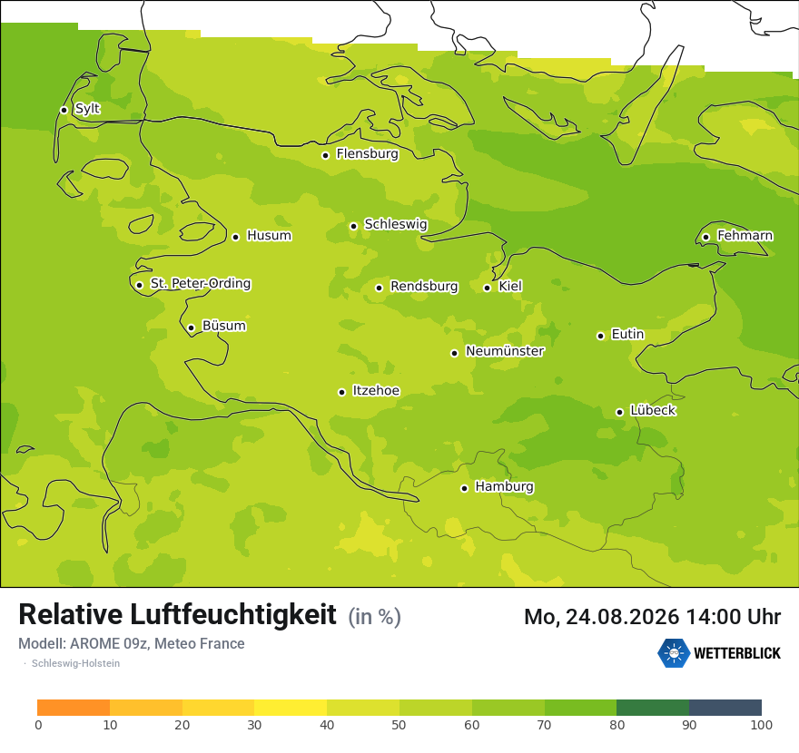 Modellkarte AROME – relhum – sh