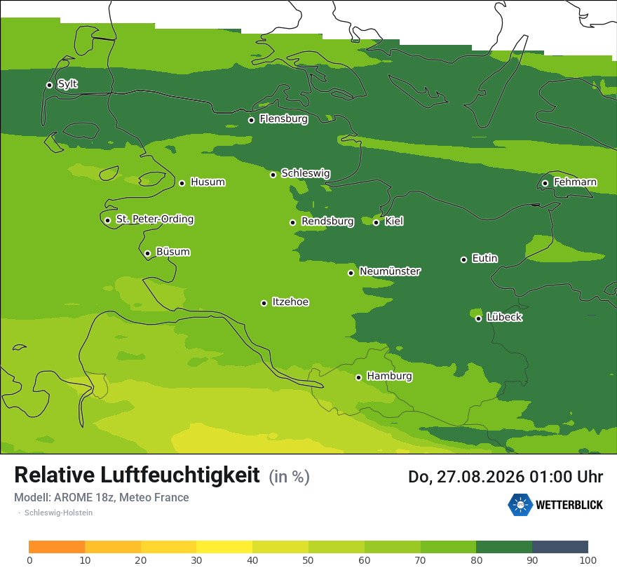 Modellkarte AROME – relhum – sh