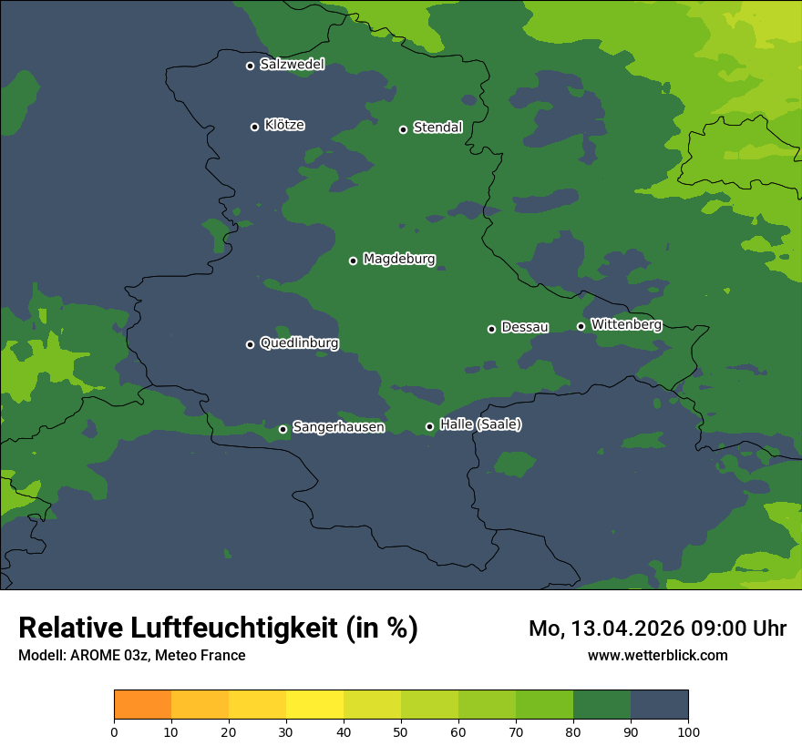 Modellkarte AROME – relhum – st