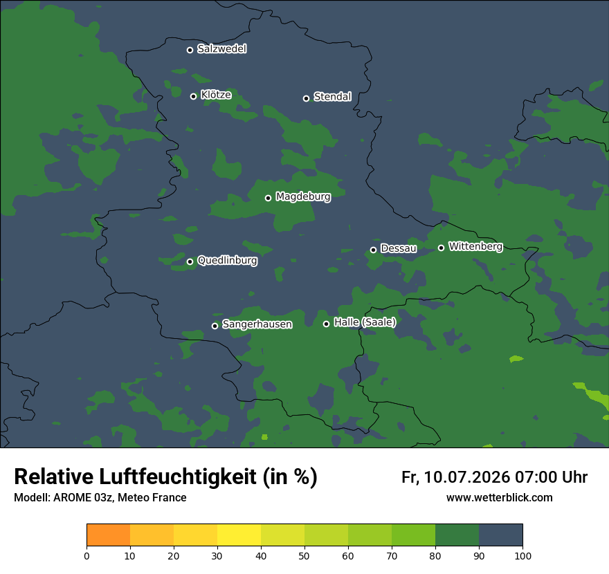 Modellkarte AROME – relhum – st