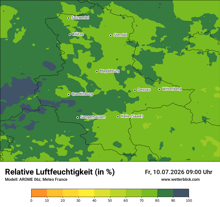 Modellkarte AROME – relhum – st