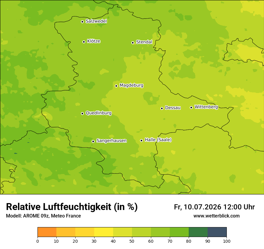 Modellkarte AROME – relhum – st