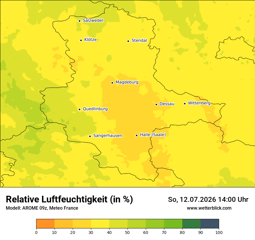 Modellkarte AROME – relhum – st