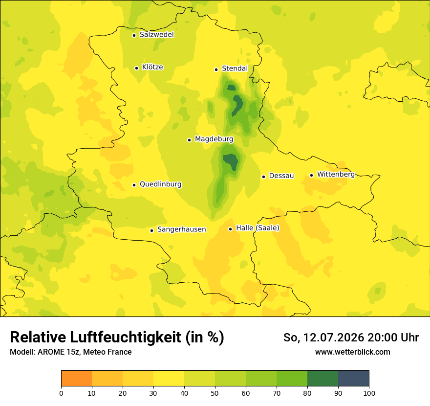 Modellkarte AROME – relhum – st