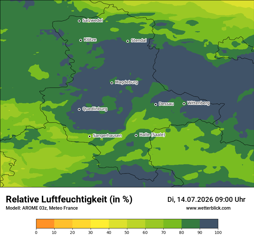 Modellkarte AROME – relhum – st