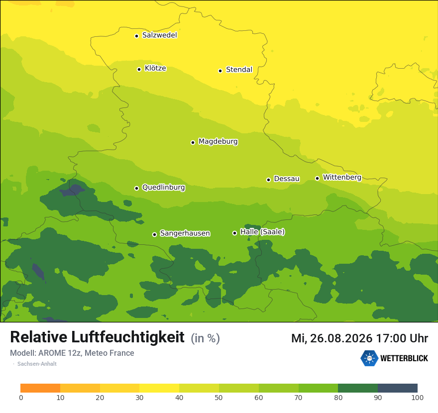 Modellkarte AROME – relhum – st