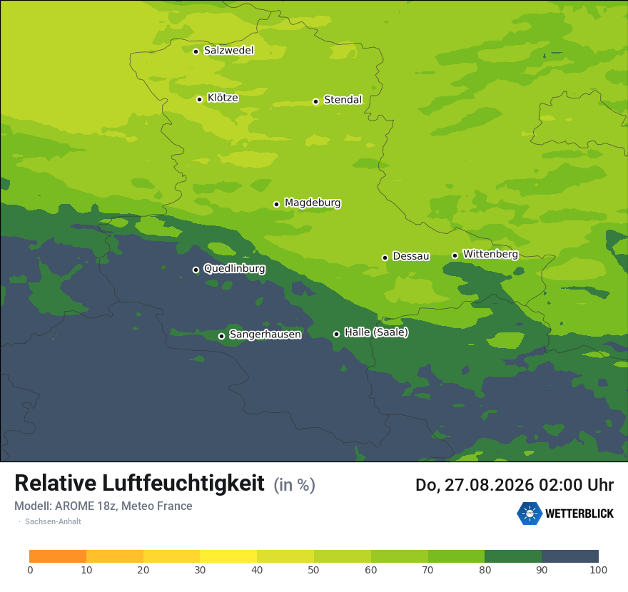 Modellkarte AROME – relhum – st