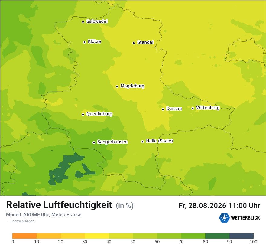 Modellkarte AROME – relhum – st