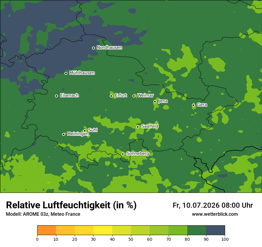 Modellkarte AROME – relhum – th