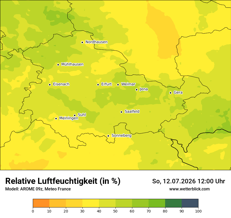 Modellkarte AROME – relhum – th