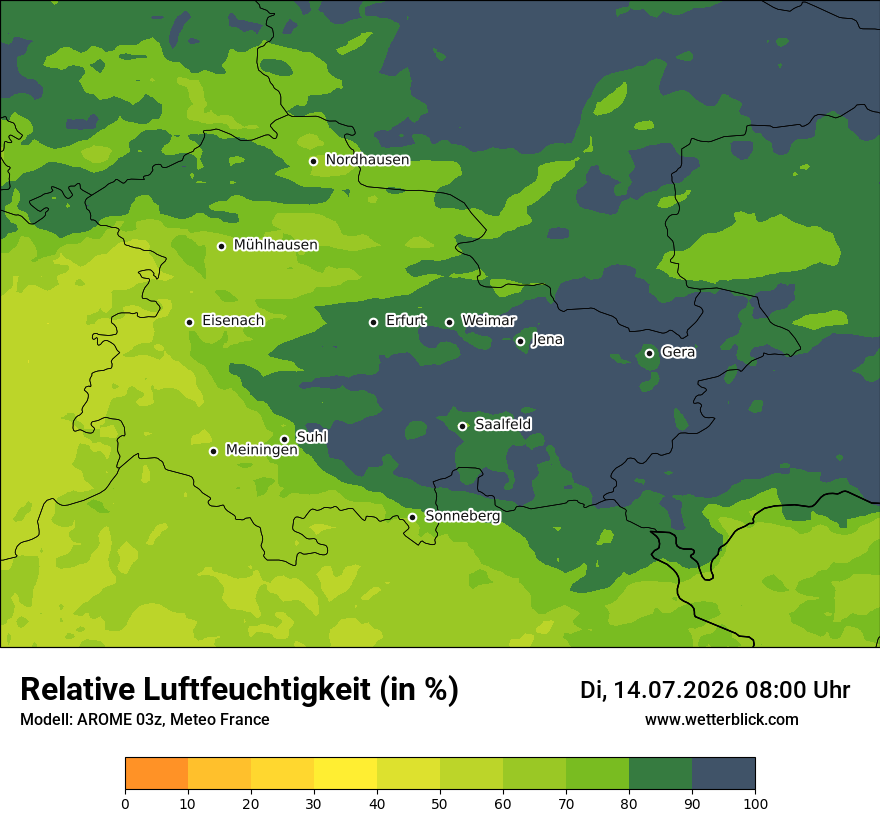 Modellkarte AROME – relhum – th