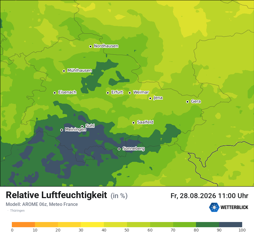 Modellkarte AROME – relhum – th