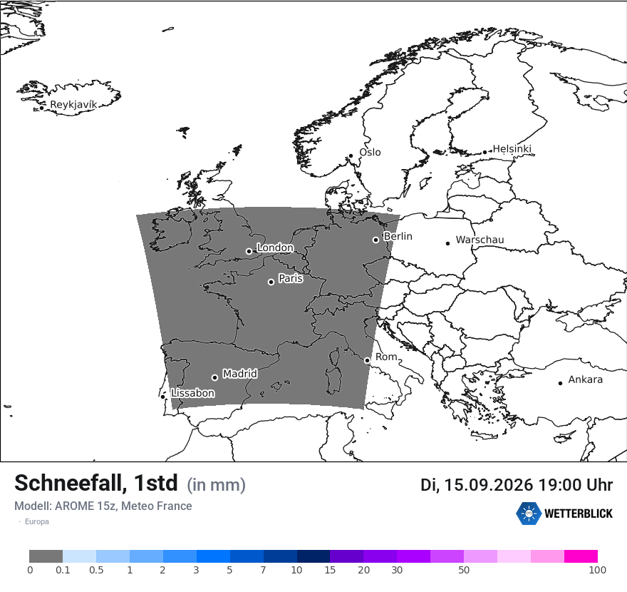 Modellkarte AROME – snow_rate – europa