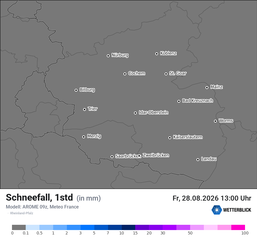 Modellkarte AROME – snow_rate – rp