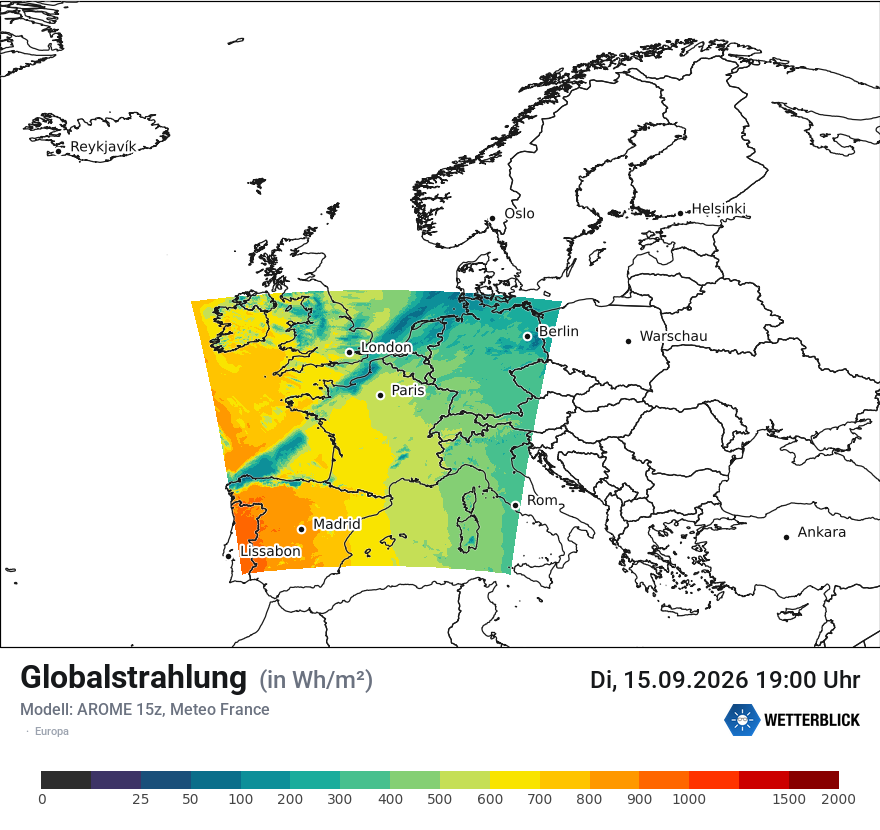 Modellkarte AROME – ssrd – europa