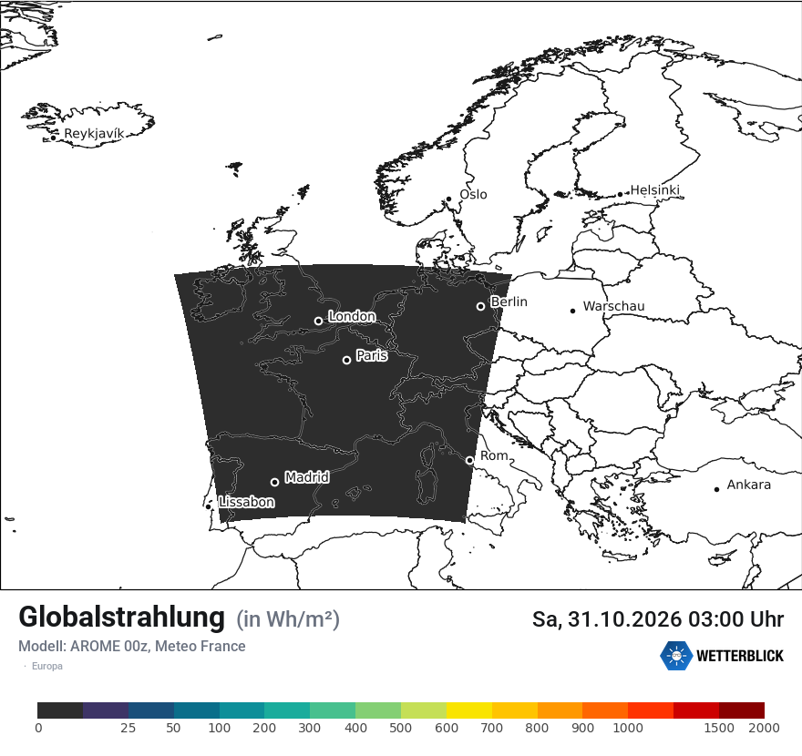 Modellkarte AROME – ssrd – europa