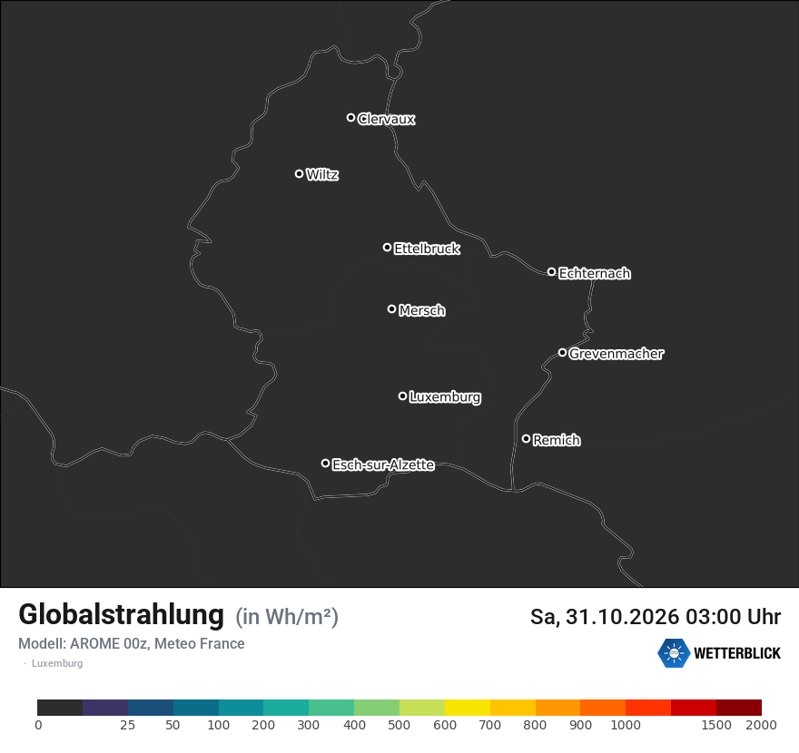 Modellkarte AROME – ssrd – luxemburg