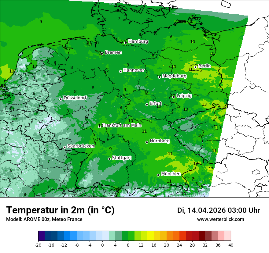 Modellkarte AROME – t2m – deutschland