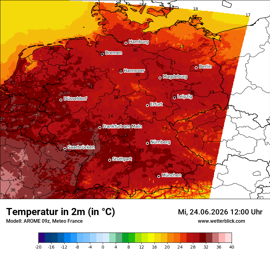 Modellkarte AROME – t2m – deutschland