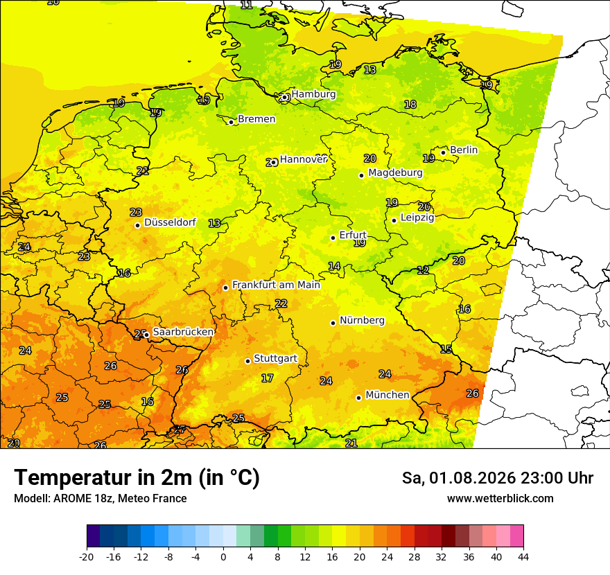Modellkarte AROME – t2m – deutschland