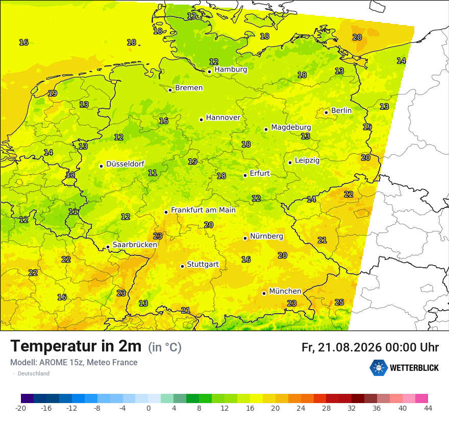 Modellkarte AROME – t2m – deutschland