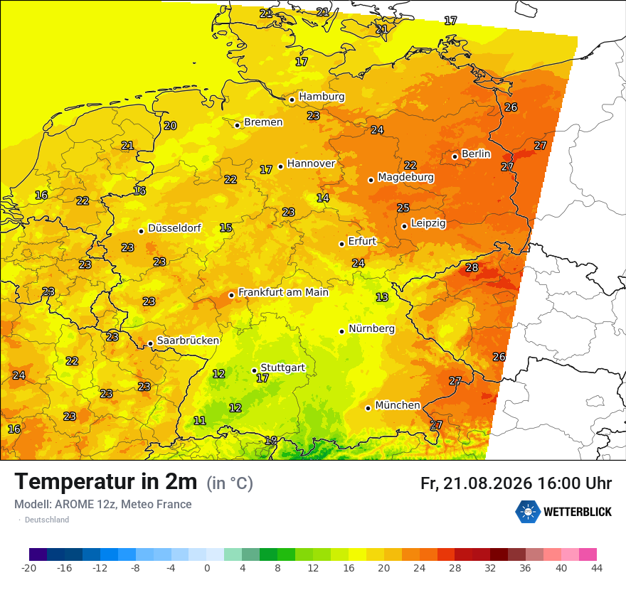 Modellkarte AROME – t2m – deutschland