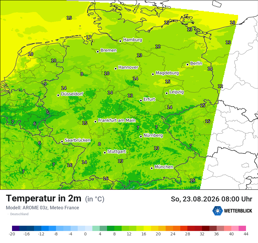 Modellkarte AROME – t2m – deutschland