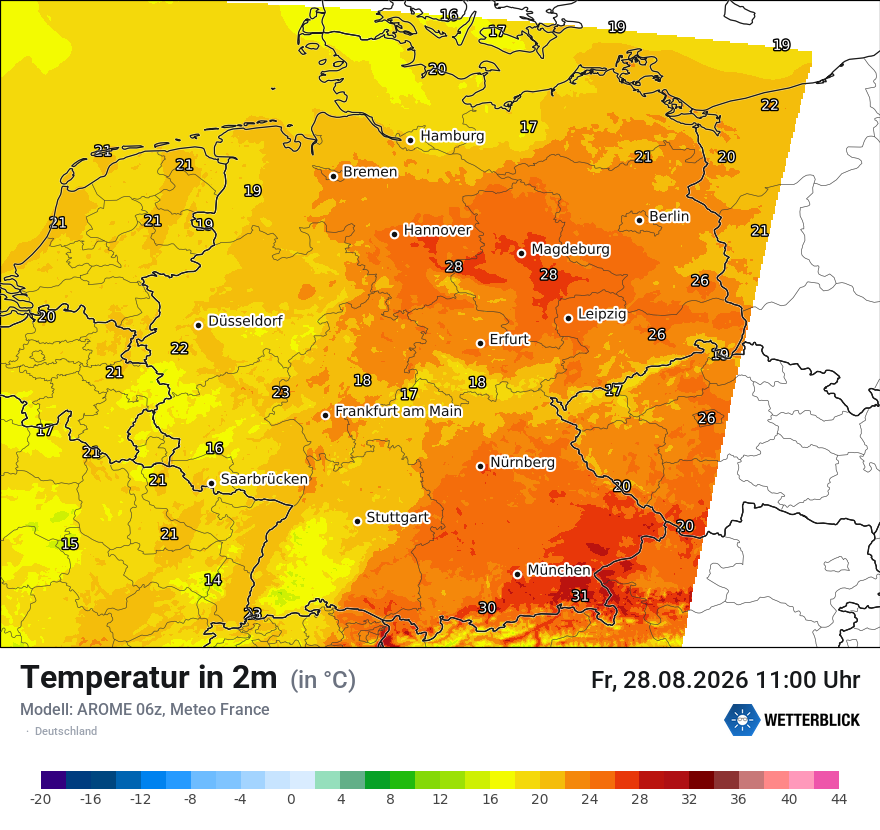 Modellkarte AROME – t2m – deutschland