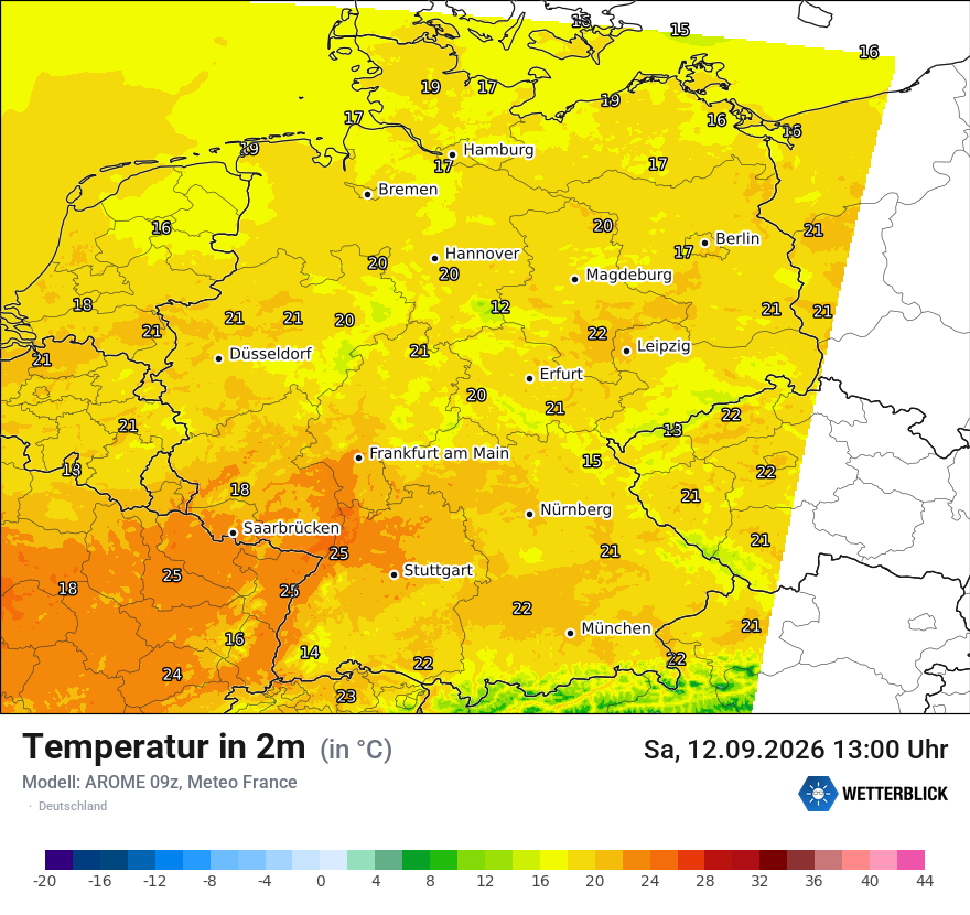 Modellkarte AROME – t2m – deutschland