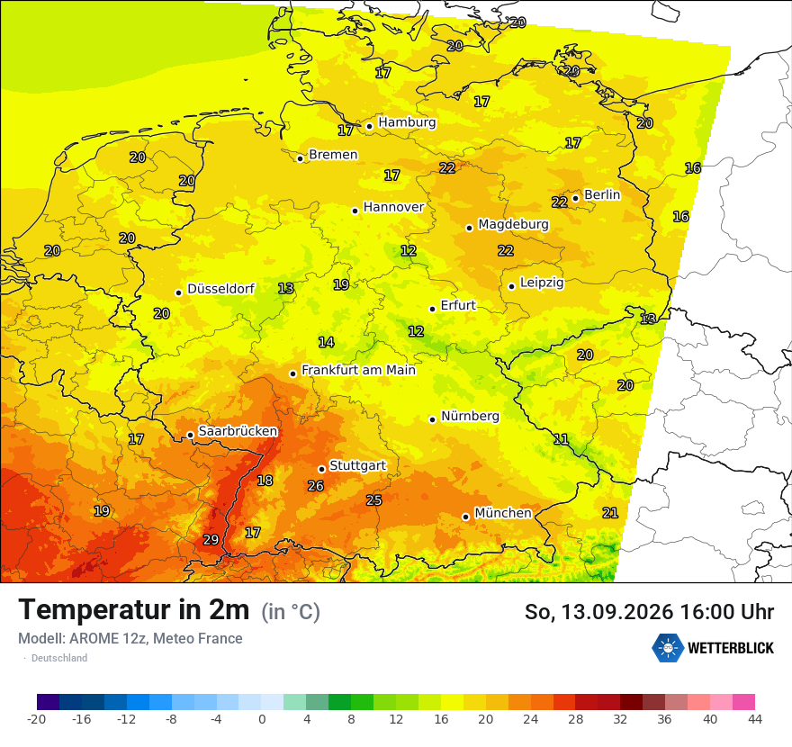 Modellkarte AROME – t2m – deutschland