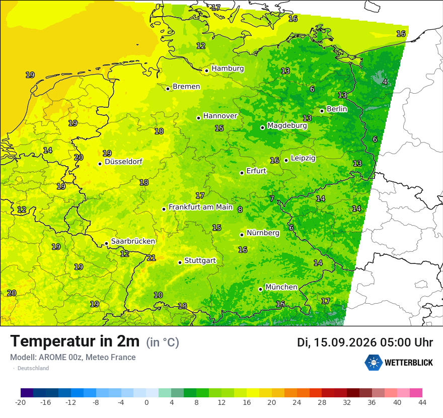 Modellkarte AROME – t2m – deutschland