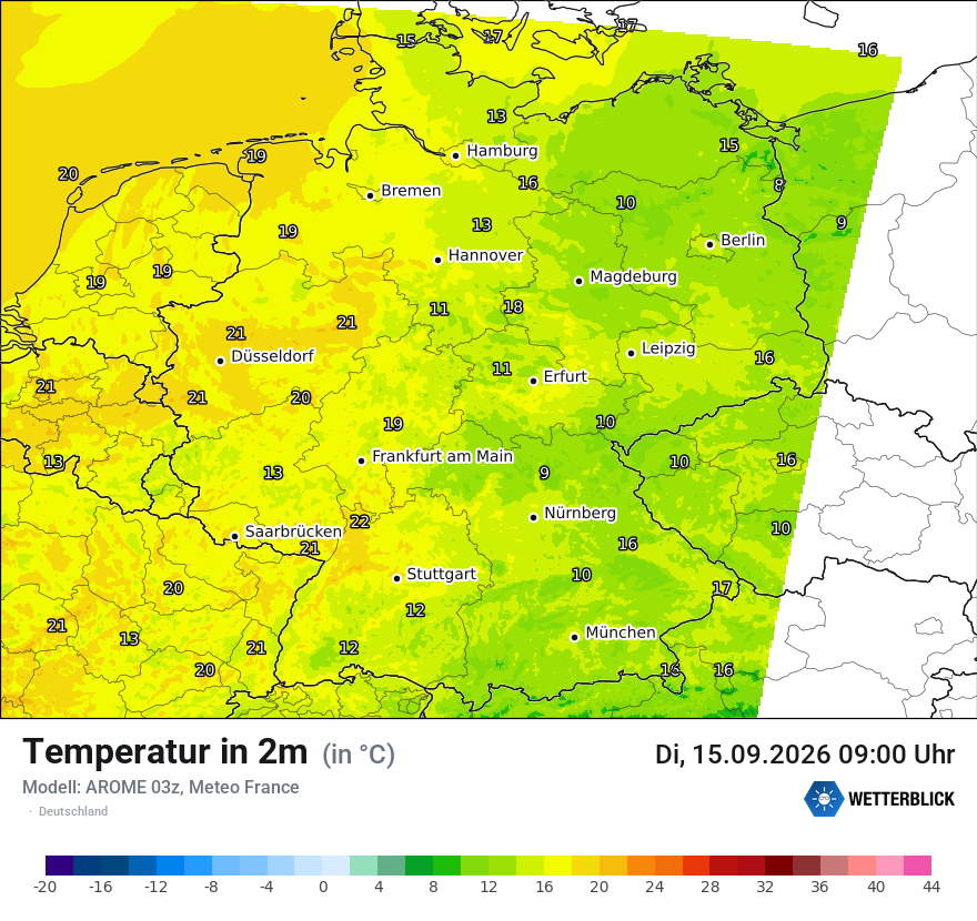Modellkarte AROME – t2m – deutschland