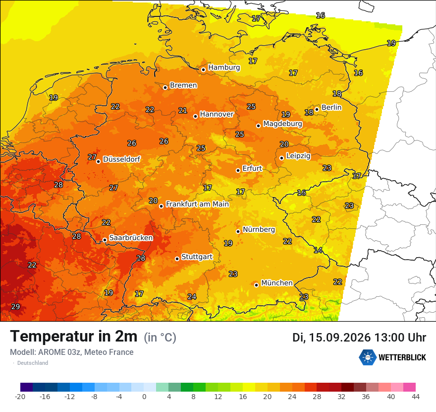 Modellkarte AROME – t2m – deutschland