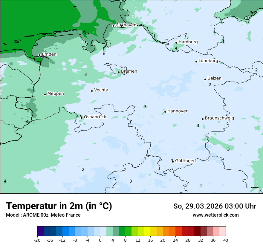 Modellkarte AROME – t2m – ni