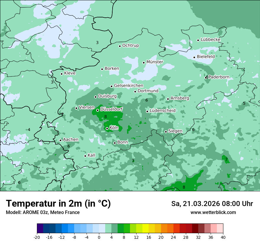 Modellkarte AROME – t2m – nrw