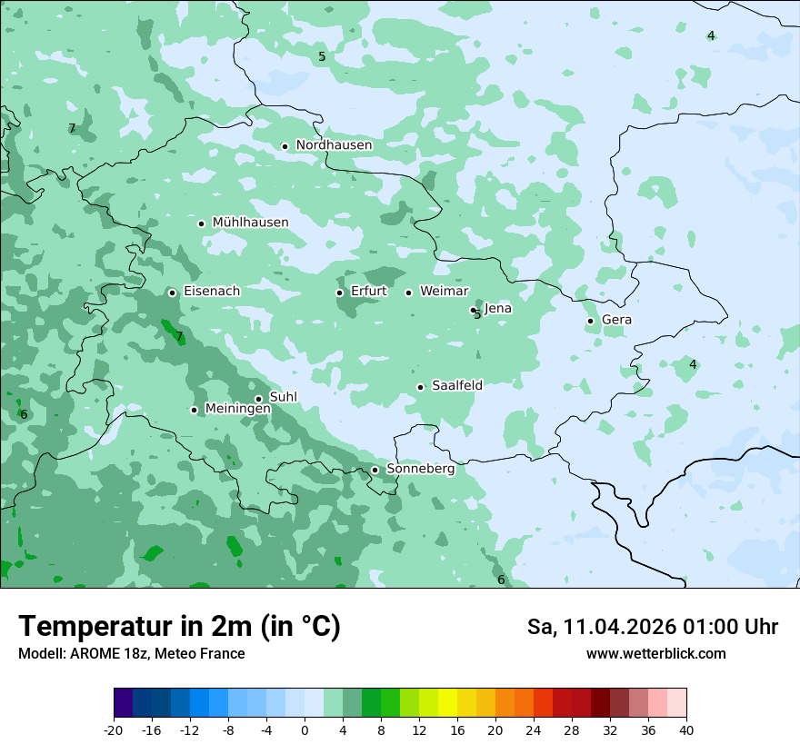 Modellkarte AROME – t2m – th