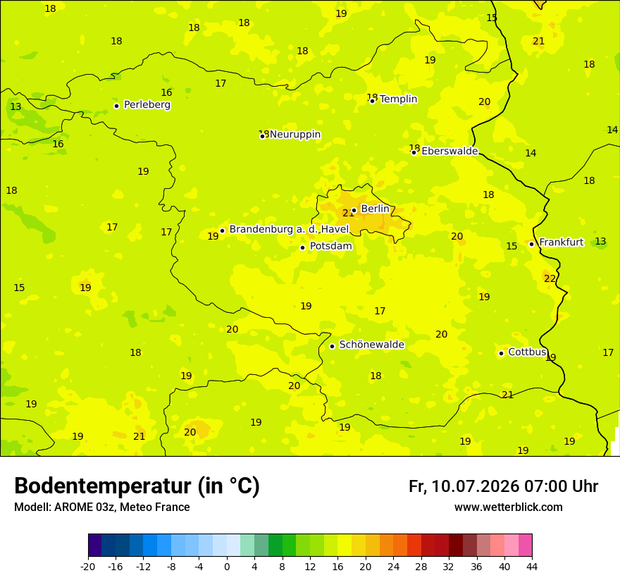 Modellkarte AROME – t_g – bb