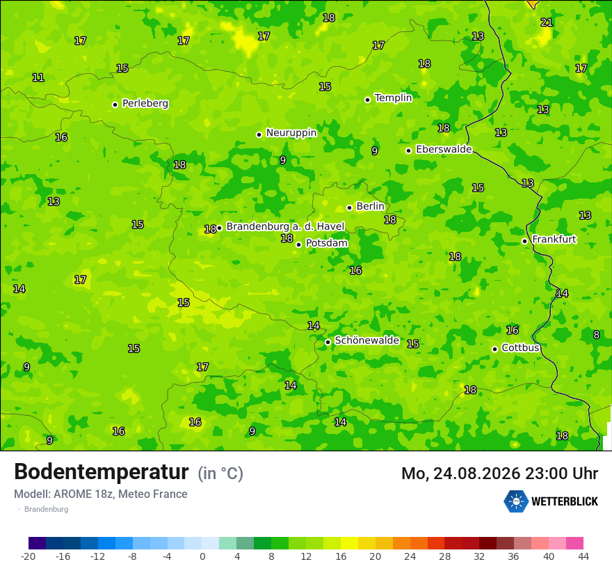 Modellkarte AROME – t_g – bb