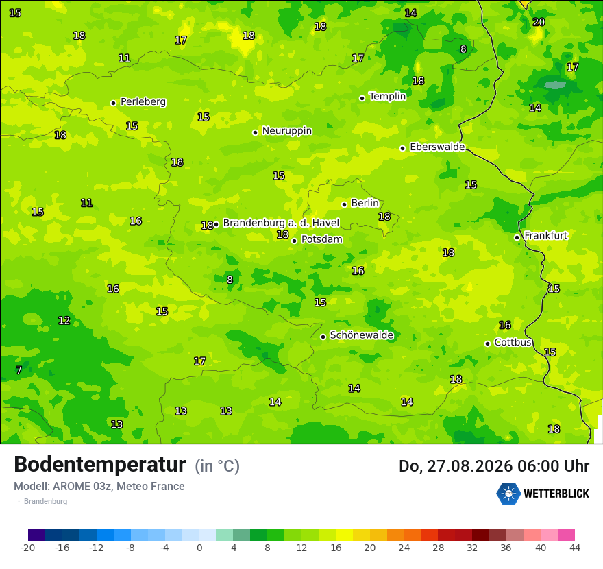 Modellkarte AROME – t_g – bb