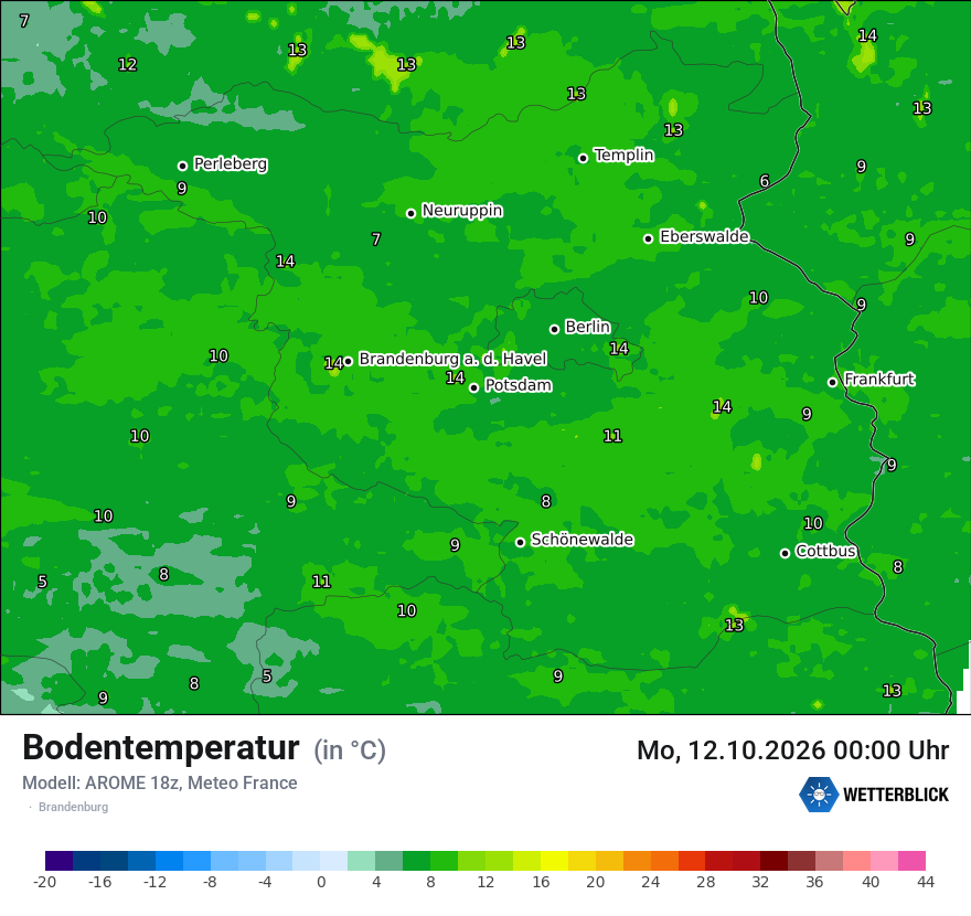 Modellkarte AROME – t_g – bb
